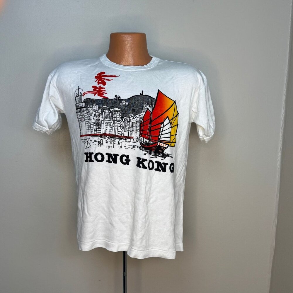 Vintage1980s Hong Kong T-Shirt, Rambo Size M/L, Ringer Tee